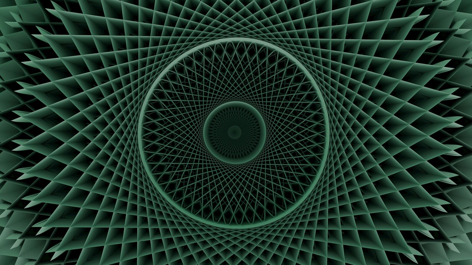 Geometric green pattern forms an intriguing tunnel.